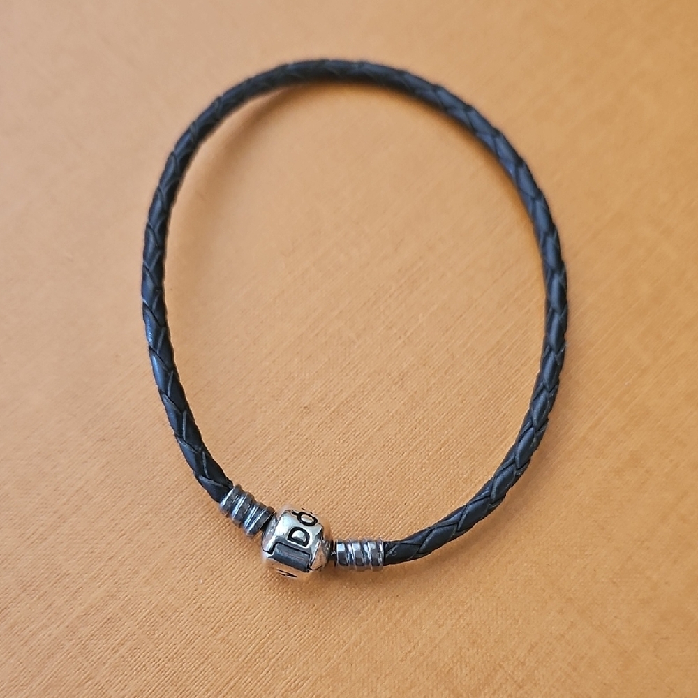 Pandora Black Braided Bracelet with Silver Charm